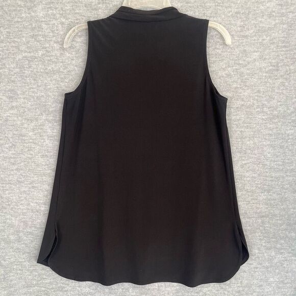 Joseph Ribkoff Black Pleated Sleeveless Top Womens 8 V Neck Career Office Blouse - Picture 4 of 8